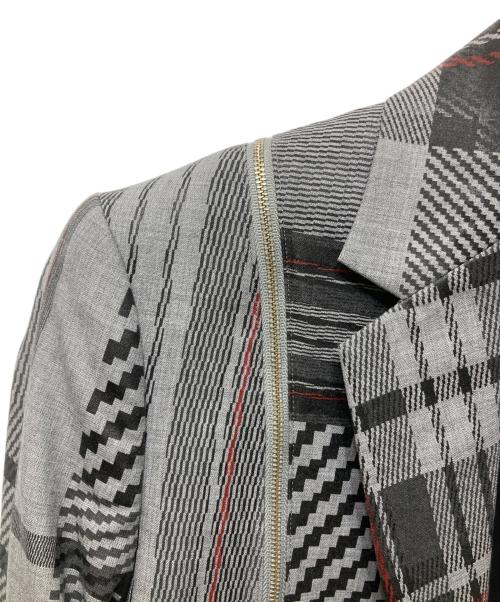 ALMOSTBLACK（オールモストブラック）ALMOSTBLACK (オールモストブラック) チェックテーラードジャケット グレー サイズ:1の古着・服飾アイテム