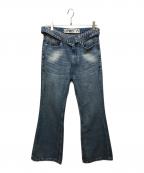 OPEN YYオープンワイワイ）の古着「ベルト ルーズ ブーツカット ジーンズ」｜ブルー