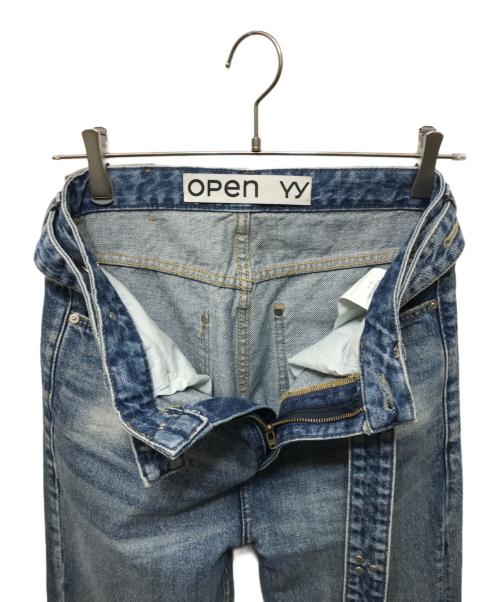 OPEN YY（オープンワイワイ）OPEN YY (オープンワイワイ) ベルト ルーズ ブーツカット ジーンズ ブルー サイズ:Sの古着・服飾アイテム