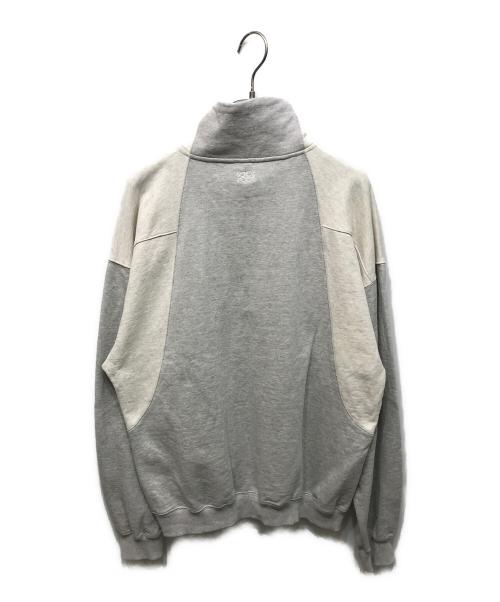 KIJUN（キジュン）Kijun (キジュン) HALF ZIP-UP PULLOVER グレー×ホワイト サイズ:Lの古着・服飾アイテム