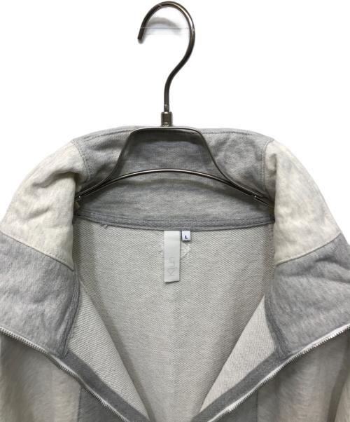 KIJUN（キジュン）Kijun (キジュン) HALF ZIP-UP PULLOVER グレー×ホワイト サイズ:Lの古着・服飾アイテム
