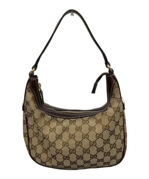 GUCCI（グッチ）GUCCI (グッチ) GGキャンバス ワンショルダーバッグ ベージュ×ブラウンの古着・服飾アイテム