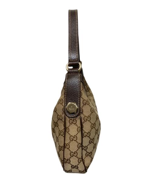 GUCCI（グッチ）GUCCI (グッチ) GGキャンバス ワンショルダーバッグ ベージュ×ブラウンの古着・服飾アイテム