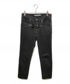 JOHN LAWRENCE SULLIVANジョン ローレンス サリバン）の古着「FRONT SIDE BELTED DENIM PANTS」｜ブラック