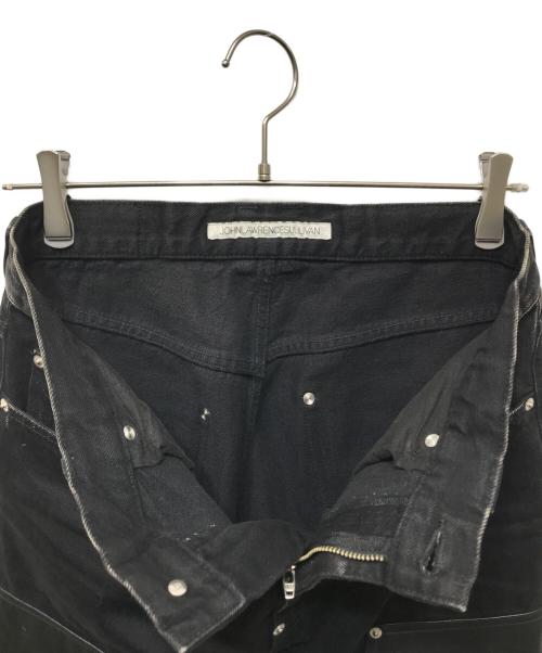 JOHN LAWRENCE SULLIVAN（ジョン ローレンス サリバン）JOHN LAWRENCE SULLIVAN (ジョン ローレンス サリバン) LEATHER PATCH DENIM ブラック サイズ:46の古着・服飾アイテム
