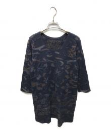 HaaT（ハート）の古着「フラワーデザインニットワンピース」｜ネイビー