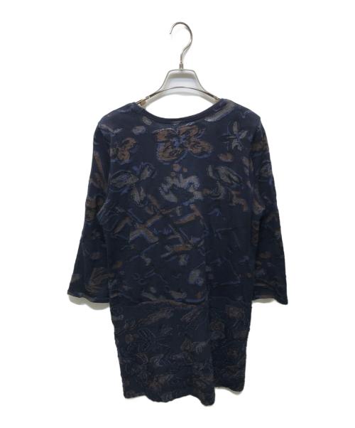 HaaT（ハート）Haat (ハート イッセイ ミヤケ) フラワーデザインニットワンピース ネイビー サイズ:3の古着・服飾アイテム