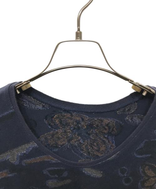HaaT（ハート）Haat (ハート イッセイ ミヤケ) フラワーデザインニットワンピース ネイビー サイズ:3の古着・服飾アイテム