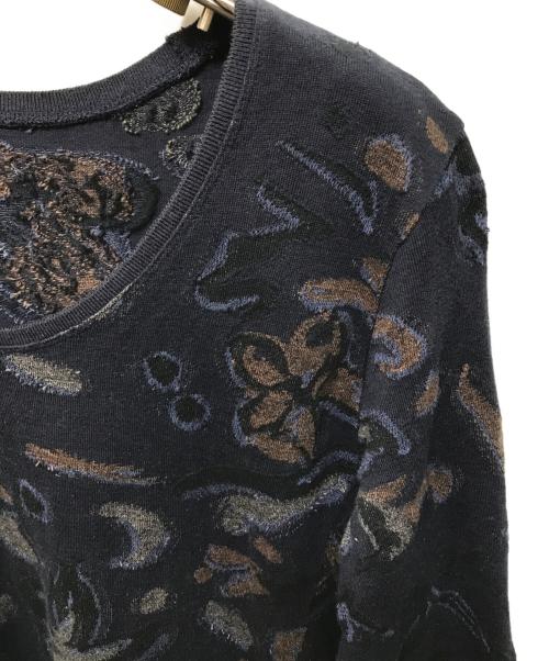 HaaT（ハート）Haat (ハート イッセイ ミヤケ) フラワーデザインニットワンピース ネイビー サイズ:3の古着・服飾アイテム