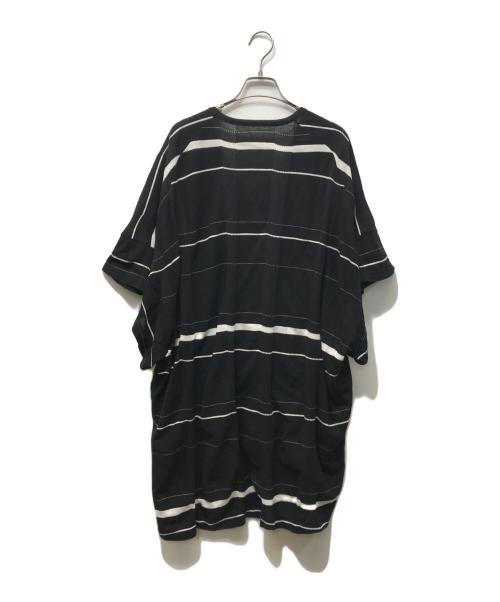 Y's（ワイズ）Y's (ワイズ) Vネックドレープボーダーニットワンピース ブラック×ホワイト サイズ:2の古着・服飾アイテム