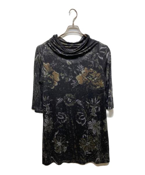 HaaT（ハート）HaaT (ハート イッセイ ミヤケ) グラフィックワンピース ブラック×カーキ サイズ:2の古着・服飾アイテム