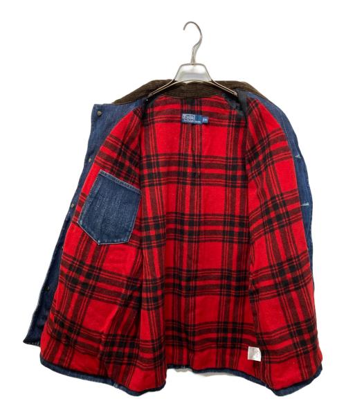 POLO RALPH LAUREN（ポロ・ラルフローレン）POLO RALPH LAUREN (ポロ・ラルフローレン) チェックライニングデニムカバーオール ネイビー サイズ:XLの古着・服飾アイテム