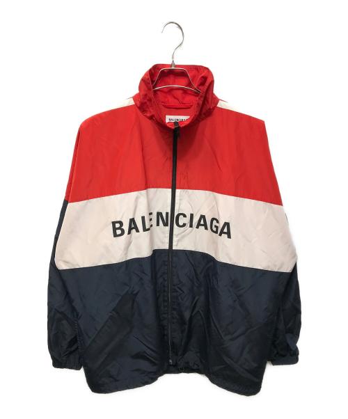 BALENCIAGA（バレンシアガ）BALENCIAGA (バレンシアガ) トラックスーツポプリンジャケット ネイビー×ホワイト×レッド サイズ:34の古着・服飾アイテム