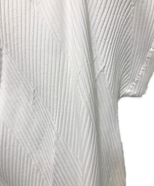 ISSEY MIYAKE（イッセイミヤケ）ISSEY MIYAKE (イッセイミヤケ) プリーツカットソー ホワイト サイズ:Mの古着・服飾アイテム