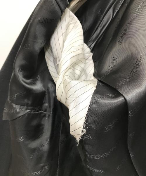 JOHN LAWRENCE SULLIVAN（ジョン ローレンス サリバン）JOHN LAWRENCE SULLIVAN (ジョン ローレンス サリバン) RIPSTOP KNIT SLEEVE SINGLE JACKET ブラック サイズ:48の古着・服飾アイテム