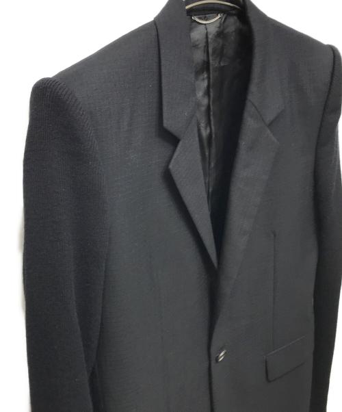 JOHN LAWRENCE SULLIVAN（ジョン ローレンス サリバン）JOHN LAWRENCE SULLIVAN (ジョン ローレンス サリバン) RIPSTOP KNIT SLEEVE SINGLE JACKET ブラック サイズ:48の古着・服飾アイテム