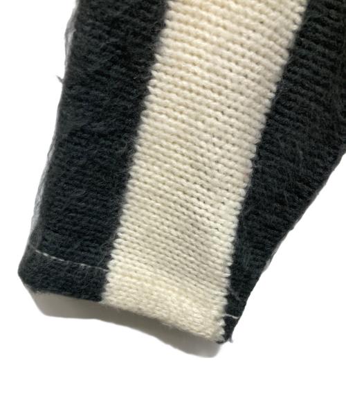 stussy（ステューシー）stussy (ステューシー) STRIPE BRUSHED CARDIGAN ベージュ×グレー サイズ:SIZE Lの古着・服飾アイテム