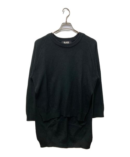 BLACK COMME des GARCONS（ブラックコムデギャルソン）BLACK COMME des GARCONS (ブラックコムデギャルソン) サイドスリットシェットランドセーター ブラック サイズ:Lの古着・服飾アイテム