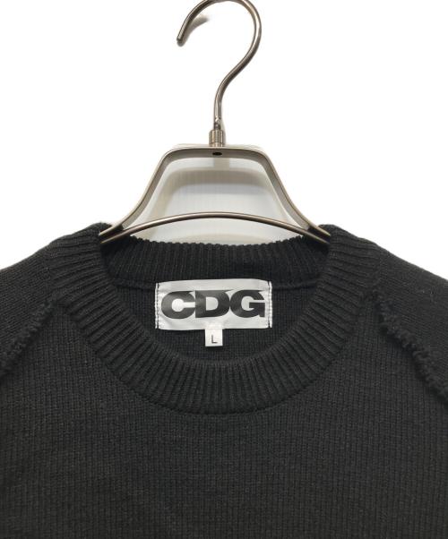 CDG（シーディージー）CDG (シーディージー) サイドスリット ニット セーター ブラック サイズ:Lの古着・服飾アイテム