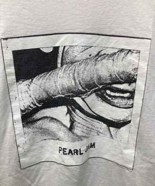 90'S PEARL JAM（パール・ジャム）90'S PEARL JAM (パール・ジャム) 1996 ニューヨークコンサート リンガーTシャツ ホワイト×レッド サイズ:Lの古着・服飾アイテム