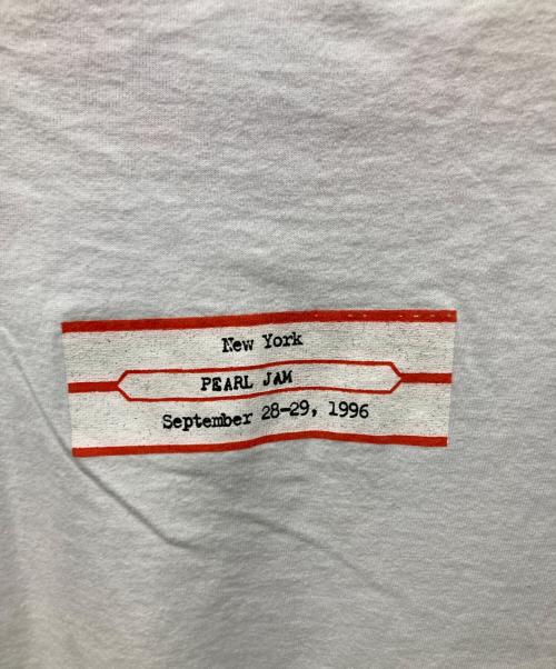 90'S PEARL JAM（パール・ジャム）90'S PEARL JAM (パール・ジャム) 1996 ニューヨークコンサート リンガーTシャツ ホワイト×レッド サイズ:Lの古着・服飾アイテム