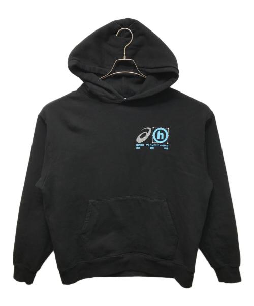 HIDDEN NY（ヒドゥンニューヨーク）HIDDEN NY (ヒドゥンニューヨーク) asics (アシックス) プルオーバーパーカー ブラック サイズ:Ｓの古着・服飾アイテム