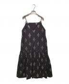 ne quittez pasヌキテパ）の古着「Cotton Linen Foil Print Cami Dress」｜ブラウン