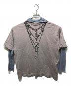 Acne studiosアクネ ストゥディオス）の古着「layered mesh t-shirt」｜ピンク×ブルー