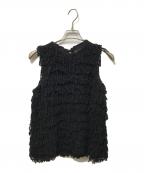 DRAWERドゥロワー）の古着「スパイラル フリンジニット」｜ブラック