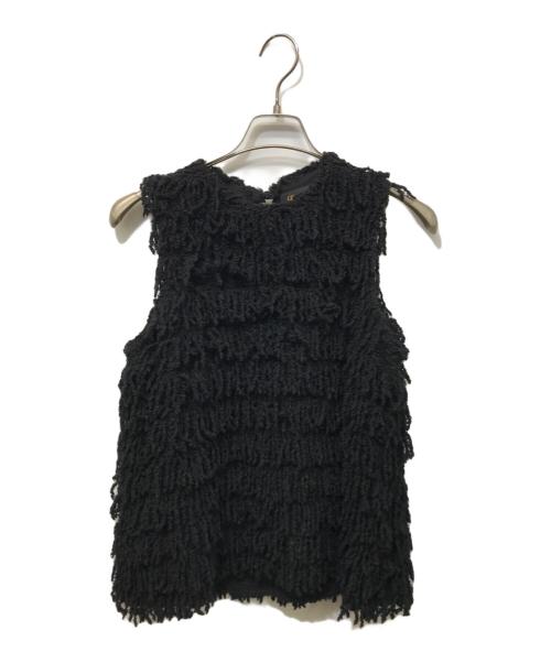 DRAWER（ドゥロワー）Drawer (ドゥロワー) スパイラル フリンジニット ブラック サイズ:FREEの古着・服飾アイテム