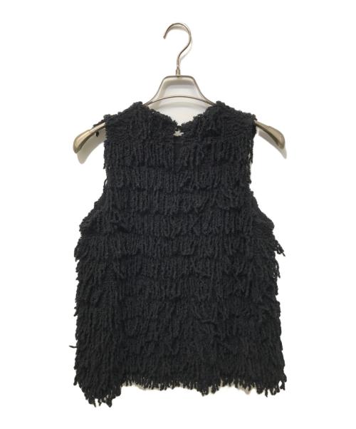 DRAWER（ドゥロワー）Drawer (ドゥロワー) スパイラル フリンジニット ブラック サイズ:FREEの古着・服飾アイテム