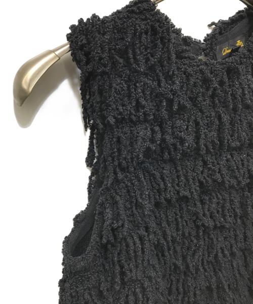 DRAWER（ドゥロワー）Drawer (ドゥロワー) スパイラル フリンジニット ブラック サイズ:FREEの古着・服飾アイテム