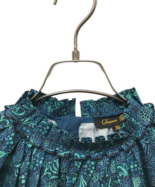 DRAWER（ドゥロワー）DRAWER (ドゥロワー) DRT2 CO GRN PRT GATH BL ネイビー サイズ:36の古着・服飾アイテム