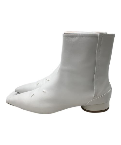 Maison Margiela（メゾンマルジェラ）Maison Margiela (メゾンマルジェラ) 4ステッチ ショート アンクルブーツ ホワイト サイズ:38の古着・服飾アイテム