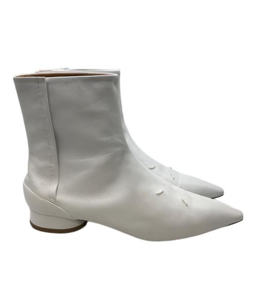 Maison Margiela（メゾンマルジェラ）Maison Margiela (メゾンマルジェラ) 4ステッチ ショート アンクルブーツ ホワイト サイズ:38の古着・服飾アイテム