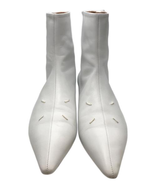 Maison Margiela（メゾンマルジェラ）Maison Margiela (メゾンマルジェラ) 4ステッチ ショート アンクルブーツ ホワイト サイズ:38の古着・服飾アイテム