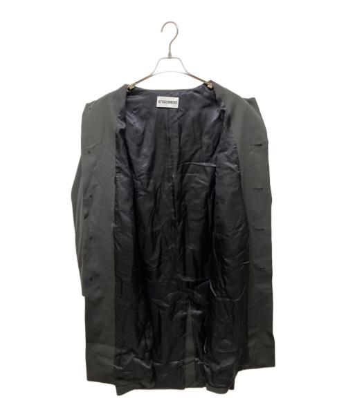 ATTACHMENT（アタッチメント）ATTACHMENT (アタッチメント) ハイツイストウールギャバジンバルカラーコート ブラック サイズ:1の古着・服飾アイテム