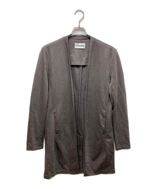 ATTACHMENT（アタッチメント）ATTACHMENT (アタッチメント) ウール/ナイロンスムース ノーカラーロングカーディガン グレー サイズ:１の古着・服飾アイテム