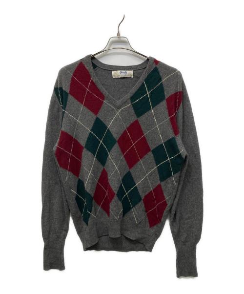 Pringle（プリングル）Pringle (プリングル) カシミヤアーガイルニット グレー サイズ:42の古着・服飾アイテム