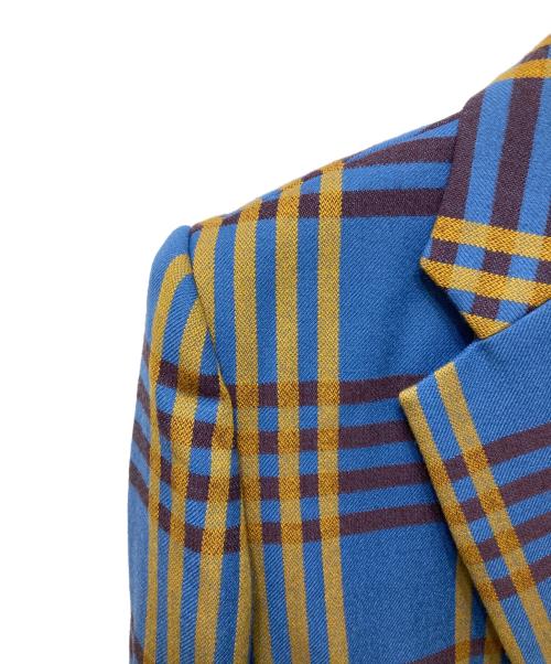 MIOSMOKEY（ミオズモーキー）MIOSMOKEY (ミオズモーキー) PLAID OUT DARTS JK/PT ブルー×イエロー サイズ:38の古着・服飾アイテム