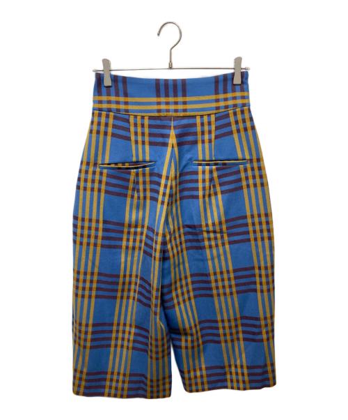 MIOSMOKEY（ミオズモーキー）MIOSMOKEY (ミオズモーキー) PLAID OUT DARTS JK/PT ブルー×イエロー サイズ:38の古着・服飾アイテム