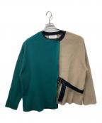 CULLNIクルニ）の古着「Tie-Locked Layered Knit」｜グリーン×ベージュ×ブラック