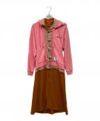 Maison MIHARA YASUHIROメゾン ミハラ ヤスヒロ）の古着「Layered Hoodie Dress」｜ピンク×ベージュ×ブラウン