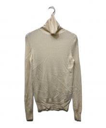 DRAWER（ドゥロワー）の古着「18G カシミヤシルクリブタートルニット」｜ベージュ