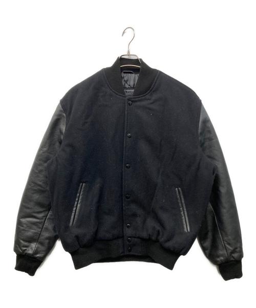 STEWART & STRAUSS（スチュワート＆ストラウス）STEWART & STRAUSS (スチュワート＆ストラウス) スリーブレザースタジャン ブラック サイズ:XLの古着・服飾アイテム