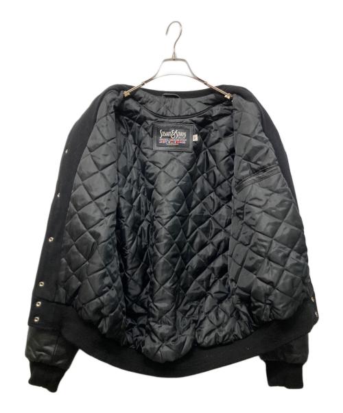 STEWART & STRAUSS（スチュワート＆ストラウス）STEWART & STRAUSS (スチュワート＆ストラウス) スリーブレザースタジャン ブラック サイズ:XLの古着・服飾アイテム