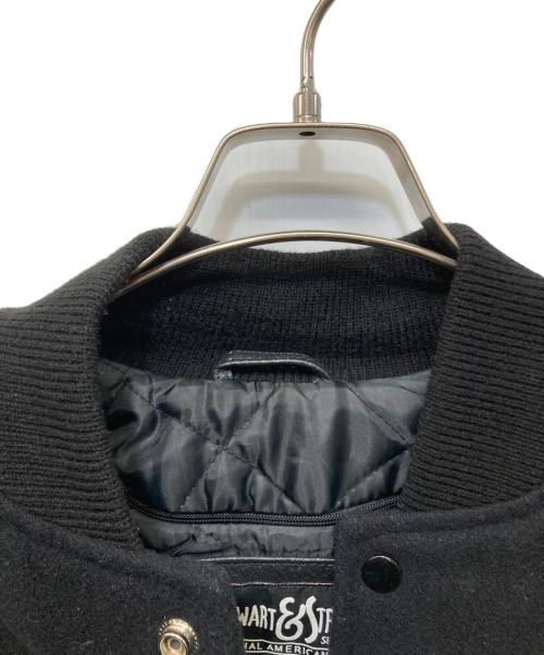 STEWART & STRAUSS（スチュワート＆ストラウス）STEWART & STRAUSS (スチュワート＆ストラウス) スリーブレザースタジャン ブラック サイズ:XLの古着・服飾アイテム