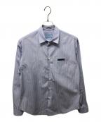 PRADAプラダ）の古着「トライアングルパッチストライプシャツ」｜ブルー