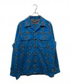 Subcultureサブカルチャー）の古着「ウールチェックオープンカラーシャツ」｜ブルー