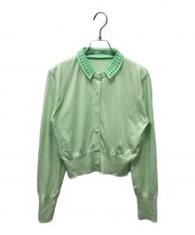 Mame Kurogouchi（マメクロゴウチ）の古着「Detachable Embroidery Collar Knitted Cardigan」｜グリーン